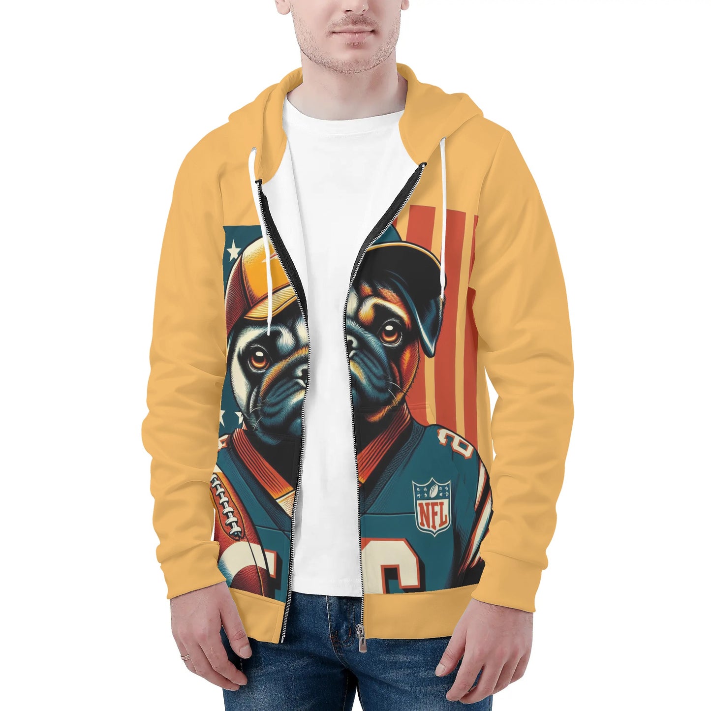 Hefty - All Over Print Zip Up Hoodie