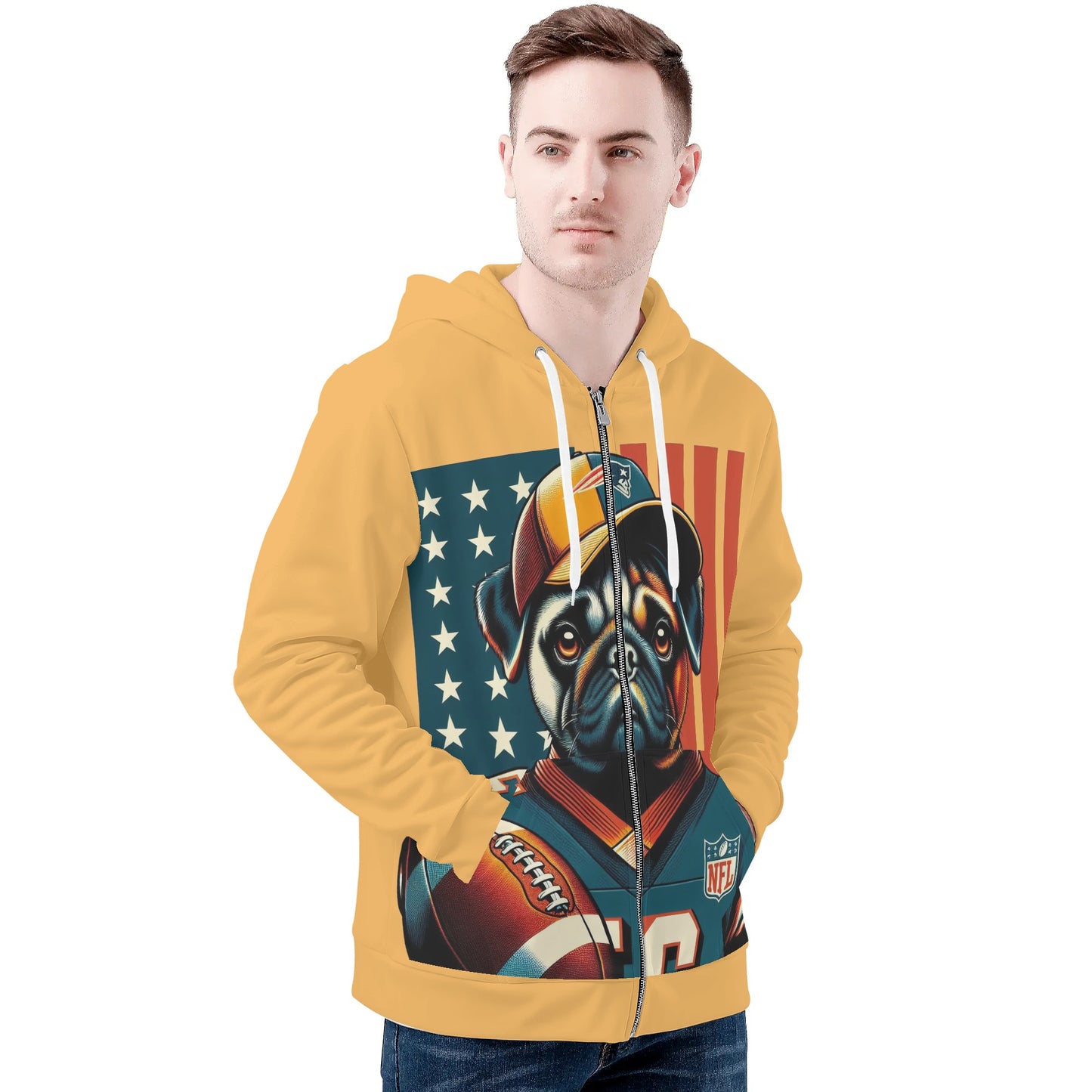 Hefty - All Over Print Zip Up Hoodie
