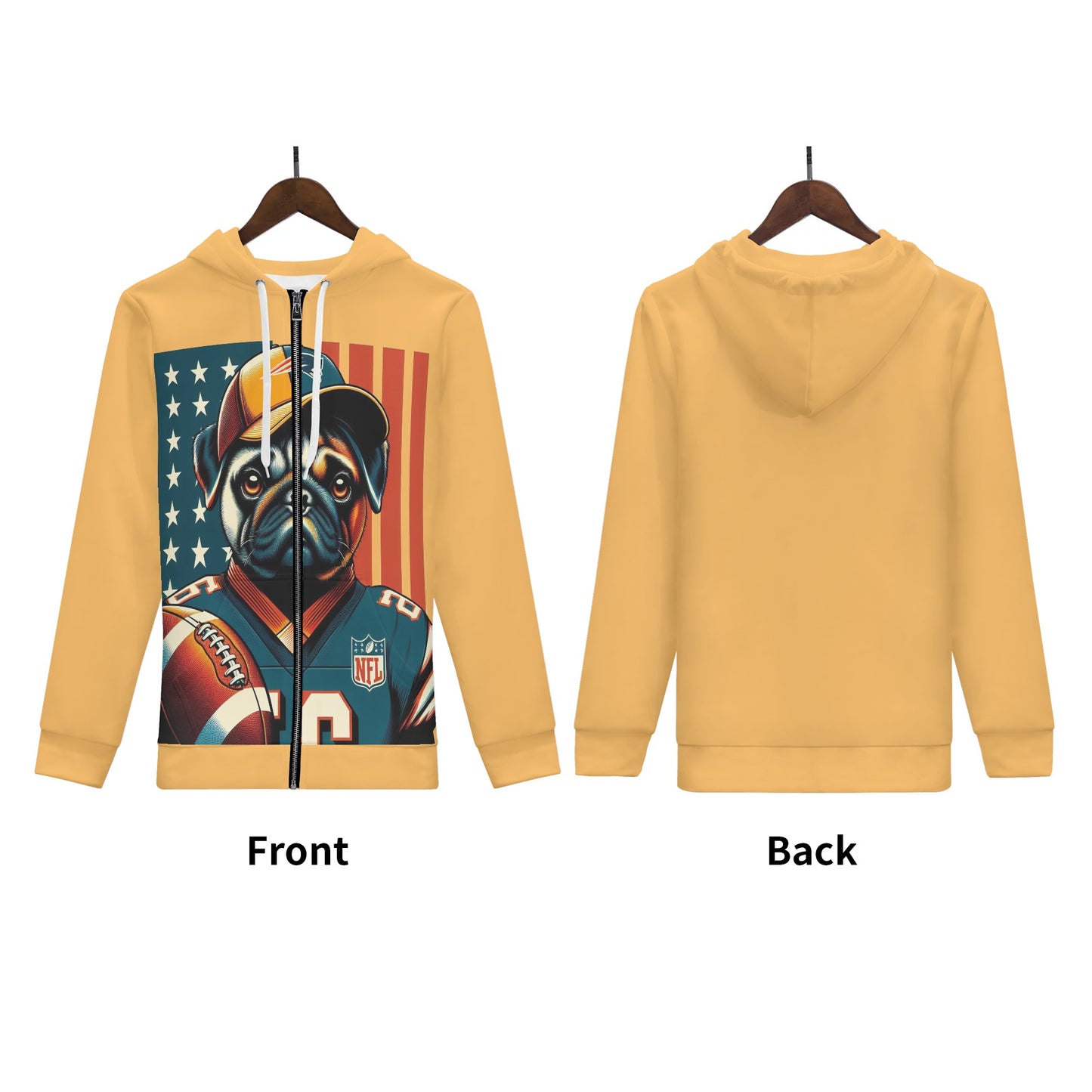Hefty - All Over Print Zip Up Hoodie