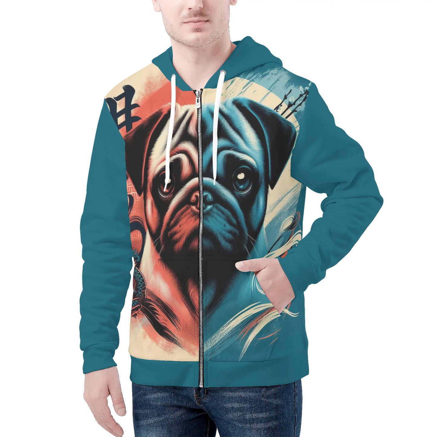 Burly - All Over Print Zip Up Hoodie